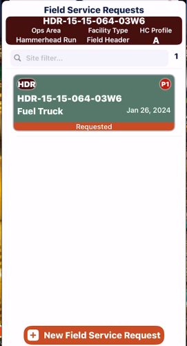 2B - GEN 2 - Field Service Req 01 Screen