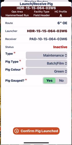 4B - GEN 2 - Pigging Launch Screen