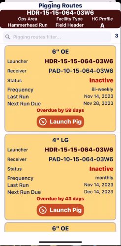 GEN 2 - Pigging Route Screen