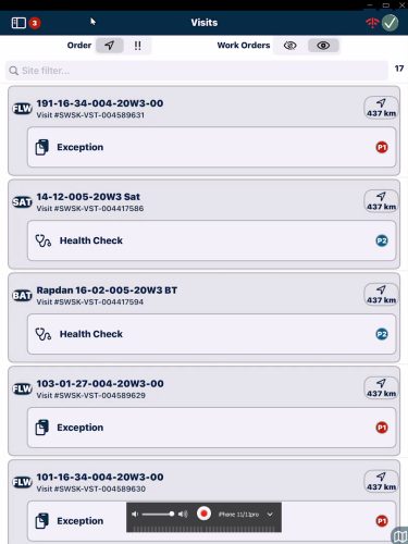 Main Visits Screen