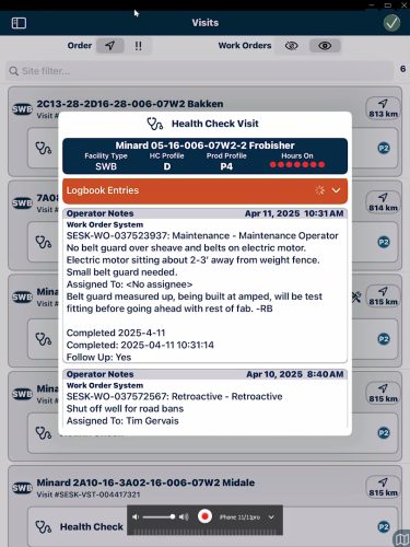 Site Log Book Entries